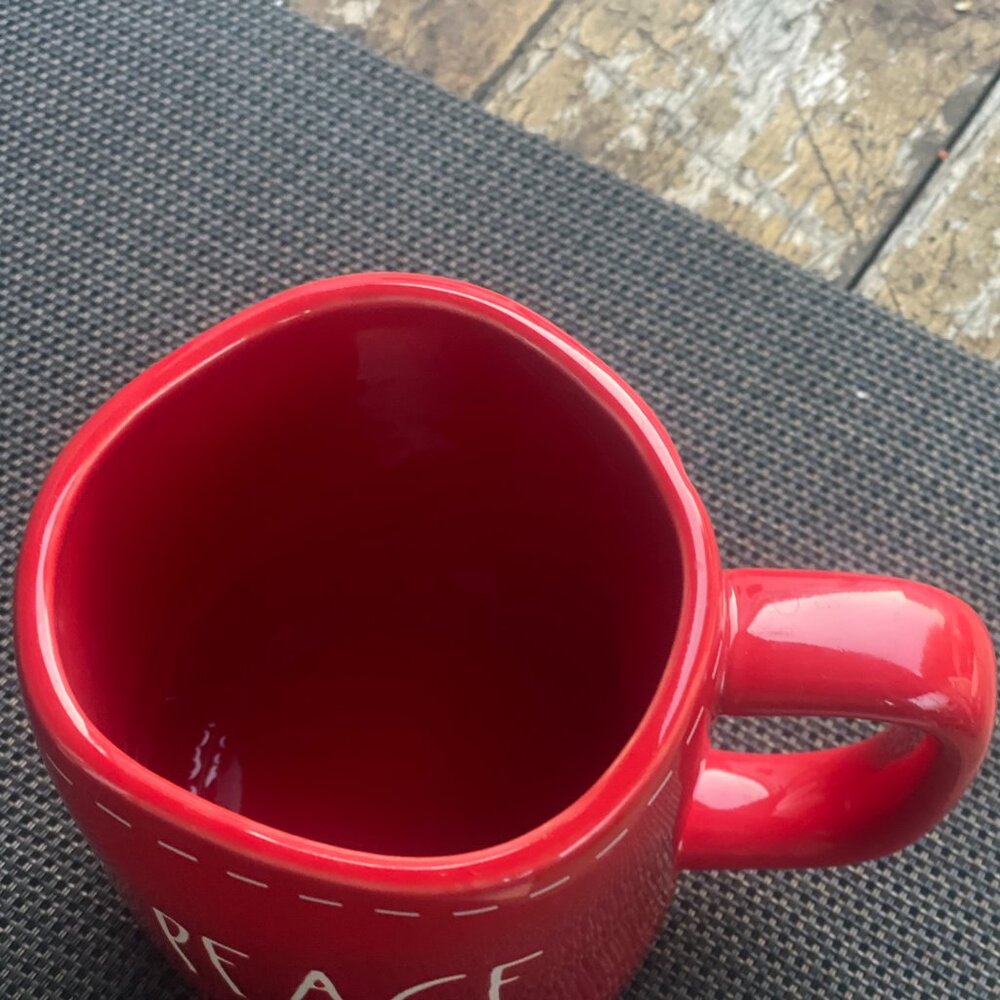 Rae Dunn Peace Red Mug & Black White Peace Scarf Set - Picture 6 of 13